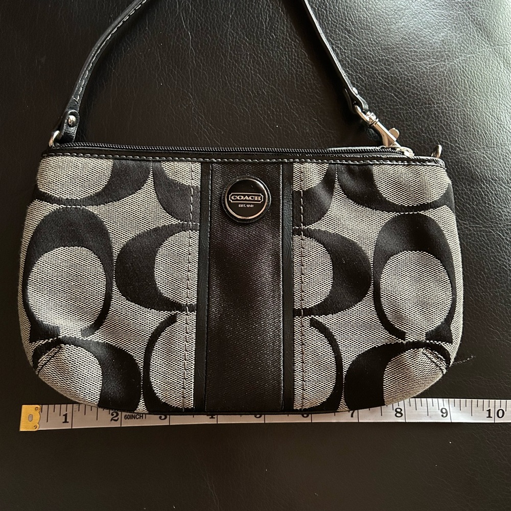 Coach Black and Gray Clutch with Signature Style